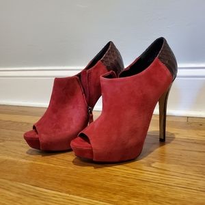 Nine West Boutique 9 Red Suede open toe booties